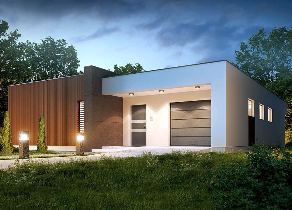 Budynek z płaskim dachem